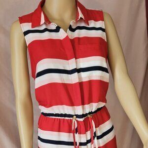 Tommy Hilfiger Red Striped Sleeveless Dress.